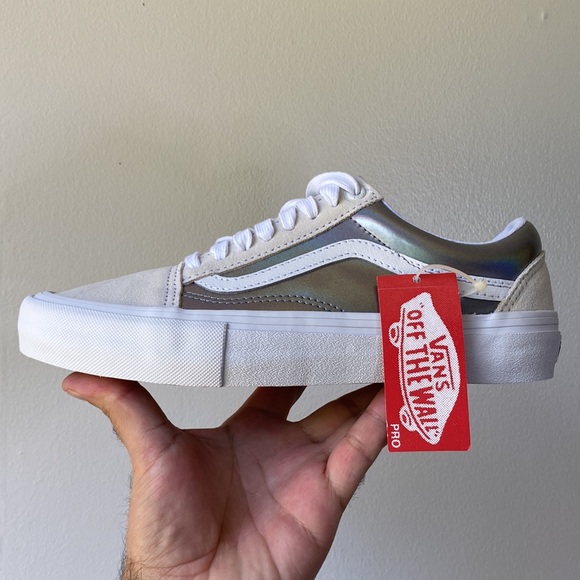 Vans Shoes - Vans Old Skool pro womens 8 Iridescent true white new with tags sneakers